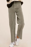 La Miel Casual Candice Raw Edge Hem Zip Fly Cotton Pants - Rosa Apparel