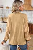 Shewin Colorblock Striped Bishop Sleeve Side Slits Top - Rosa Apparel