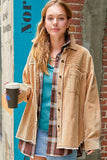 La Miel Daisy Collar Neck Hip Length Long Sleeves Jacket - Rosa Apparel