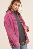 La Miel Daisy Collar Neck Hip Length Long Sleeves Jacket - Rosa Apparel