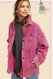 La Miel Daisy Collar Neck Hip Length Long Sleeves Jacket - Rosa Apparel