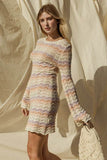 Gilli Round Neck Bell Sleeve Knitted Sweater Mini Dress - Rosa Apparel
