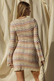 Gilli Round Neck Bell Sleeve Knitted Sweater Mini Dress - Rosa Apparel