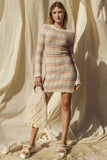 Gilli Round Neck Bell Sleeve Knitted Sweater Mini Dress - Rosa Apparel