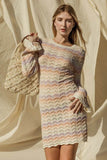 Gilli Round Neck Bell Sleeve Knitted Sweater Mini Dress - Rosa Apparel