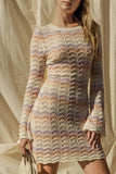 Gilli Round Neck Bell Sleeve Knitted Sweater Mini Dress - Rosa Apparel