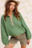 La Miel Oversized Two-Tone Textured Long Sleeve Sweatshirt - Rosa Apparel