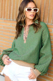 La Miel Oversized Two-Tone Textured Long Sleeve Sweatshirt - Rosa Apparel