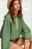 La Miel Oversized Two-Tone Textured Long Sleeve Sweatshirt - Rosa Apparel