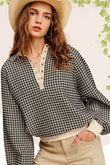 La Miel Oversized Two-Tone Textured Long Sleeve Sweatshirt - Rosa Apparel