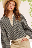 La Miel Oversized Two-Tone Textured Long Sleeve Sweatshirt - Rosa Apparel
