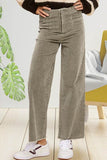 La Miel Casual Candice Raw Edge Hem Zip Fly Cotton Pants - Rosa Apparel