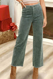 La Miel Casual Candice Raw Edge Hem Zip Fly Cotton Pants - Rosa Apparel