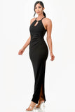 La Scala A-Line Elegant Side Slits Spaghetti Straps Dress - Rosa Apparel