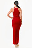 La Scala A-Line Elegant Side Slits Spaghetti Straps Dress - Rosa Apparel