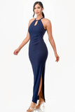 La Scala A-Line Elegant Side Slits Spaghetti Straps Dress - Rosa Apparel