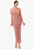 La Scala A-Line Elegant Side Slits Spaghetti Straps Dress - Rosa Apparel