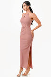 La Scala A-Line Elegant Side Slits Spaghetti Straps Dress - Rosa Apparel