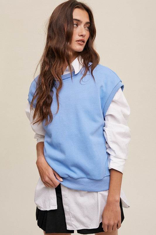 Listicle Short Sleeve Boxy Crew Neck Sweat Top - Rosa Apparel