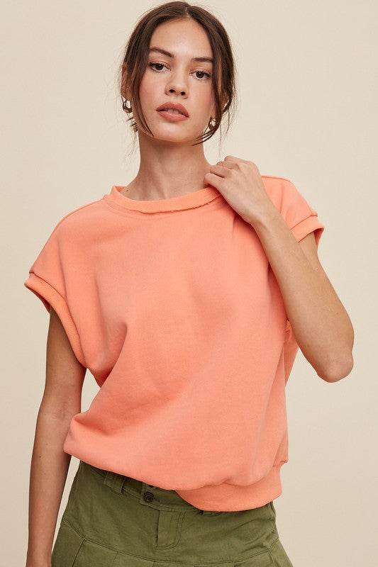 Listicle Short Sleeve Boxy Crew Neck Sweat Top - Rosa Apparel