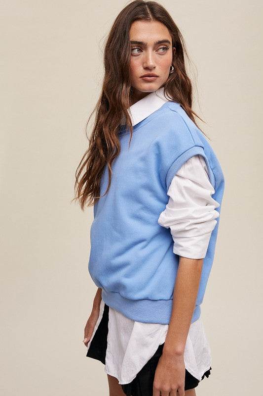 Listicle Short Sleeve Boxy Crew Neck Sweat Top - Rosa Apparel