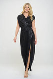 Renee C. Sleeveless Metallic Maxi Dress Black - Rosa Apparel