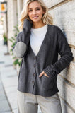 Heimish Full Size Long Sleeve V Neck Button Down Cardigan - Rosa Apparel