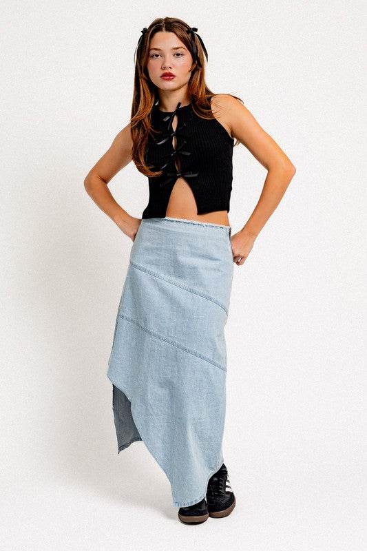 LE LIS Satin Bow Detail Round Neck Sleeveless Sweater Top - Rosa Apparel