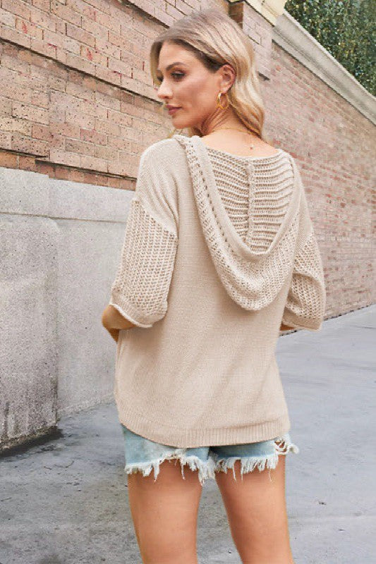 Miss Sparkling V-Neck Drawstring Knit Pocket Top