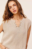 La Miel Slouchy Cropped Extended Sleeve Sweater Top - Rosa Apparel