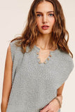 La Miel Slouchy Cropped Extended Sleeve Sweater Top - Rosa Apparel