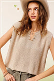 La Miel Slouchy Cropped Extended Sleeve Sweater Top - Rosa Apparel