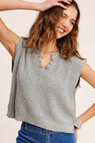 La Miel Slouchy Cropped Extended Sleeve Sweater Top - Rosa Apparel