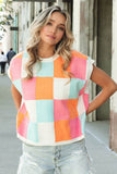 BiBi Multi-Color Checker Round Neck Sweater Vest - Rosa Apparel