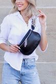 Aili's Corner Hazel Genuine Leather Strap Accents Sling Bag - Rosa Apparel