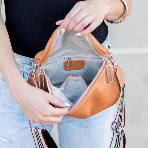 Aili's Corner Hazel Genuine Leather Strap Accents Sling Bag - Rosa Apparel