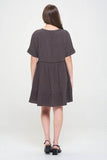 Jade By Jane Textured Short Sleeves Button Down V-Neck Short Dress - Rosa Apparel