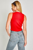LE LIS Satin Bow Detail Round Neck Sleeveless Sweater Top - Rosa Apparel