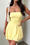 YNIQUE Women's Strapless Sleeveless A-Line Tube Mini Dress - Rosa Apparel