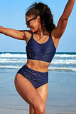 Charmo High Waisted V Neck Ruched Waterproof Bikini Set - Rosa Apparel