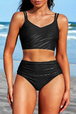 Charmo High Waisted V Neck Ruched Waterproof Bikini Set - Rosa Apparel