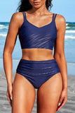 Charmo High Waisted V Neck Ruched Waterproof Bikini Set - Rosa Apparel