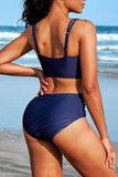 Charmo High Waisted V Neck Ruched Waterproof Bikini Set - Rosa Apparel