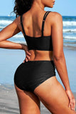 Charmo High Waisted V Neck Ruched Waterproof Bikini Set - Rosa Apparel