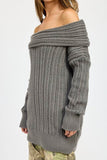 Emory Park Oversized Off Shoulder Long Sleeves Knit Sweater - Rosa Apparel