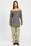 Emory Park Oversized Off Shoulder Long Sleeves Knit Sweater - Rosa Apparel