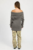 Emory Park Oversized Off Shoulder Long Sleeves Knit Sweater - Rosa Apparel