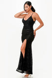 La Scala Open Back Lace With Sequence Mermaid Dress 26052 - Rosa Apparel