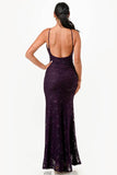 La Scala Open Back Lace With Sequence Mermaid Dress 26052 - Rosa Apparel