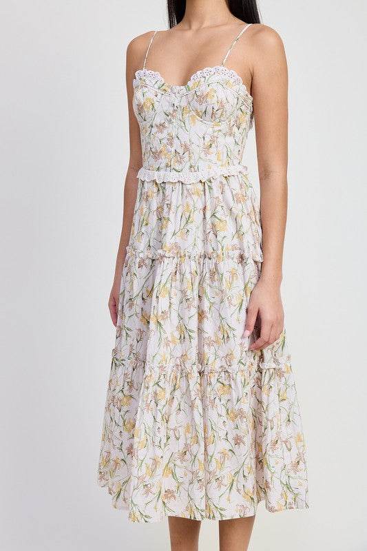 Emory Park Floral Corset Midi Dress - Rosa Apparel